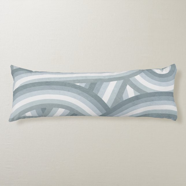 Beachy Blue Retro Rainbow Stripes Pattern Body Pillow (Front)