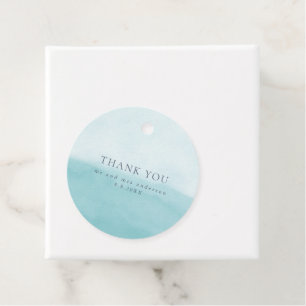 Beachy Blues Watercolor Beach Wedding Thank You Favour Tags