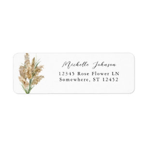 Beachy Boho Pampas Grass Adresse de retour Label