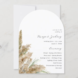Beachy Boho Pampas Grass Wedding Program Arch