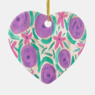 Beachy Boho Print Ceramic Ornament