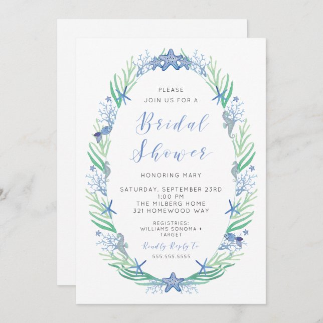 Beachy Bridal Shower Invitation (Front/Back)