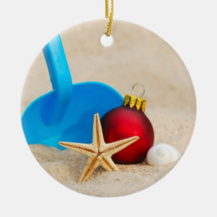 Beachy Christmas Ceramic Ornament