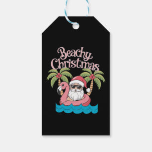 Beachy Christmas Tropical Vacation Santa Beach  Gift Tags