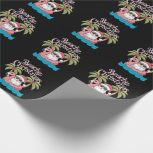 Beachy Christmas Tropical Vacation Santa Beach  Wrapping Paper
