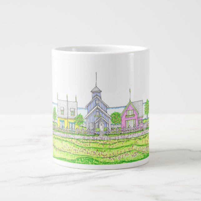 Beachy Cottages Large Mug (Front)