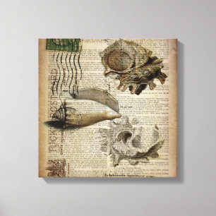 beachy dictionary print modern vintage seashell