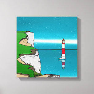 Beachy Head lighthouse and Cliff Top Canvas Print