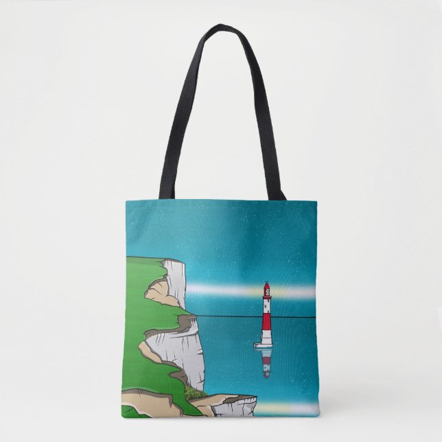 Beachy Head lighthouse and Cliff Top Tote Bag (Front)