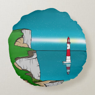 Beachy Head lighthouse Round Pillow