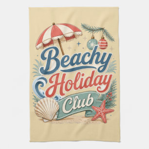 Beachy Holiday Club Retro Coastal Christmas Kitchen Towel