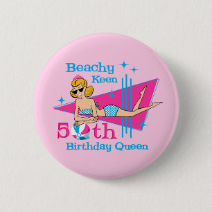 Beachy Keen 50th Birthday 2 Inch Round Button