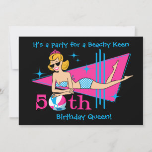 Beachy Keen 50th Birthday Custom Invitations