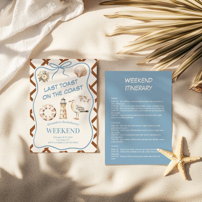 Beachy Lighthouse Lifesaver Coastal Bachelorette Invitation (Creator Uploaded)