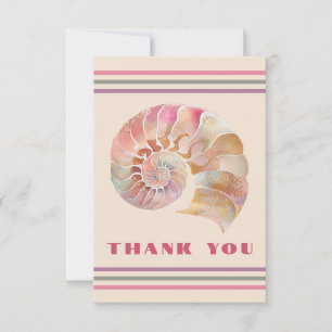 Beachy Monogram Nautilus Tote with Stylish Stripes Thank You Card