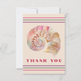 Beachy Monogram Nautilus Tote with Stylish Stripes Thank You Card