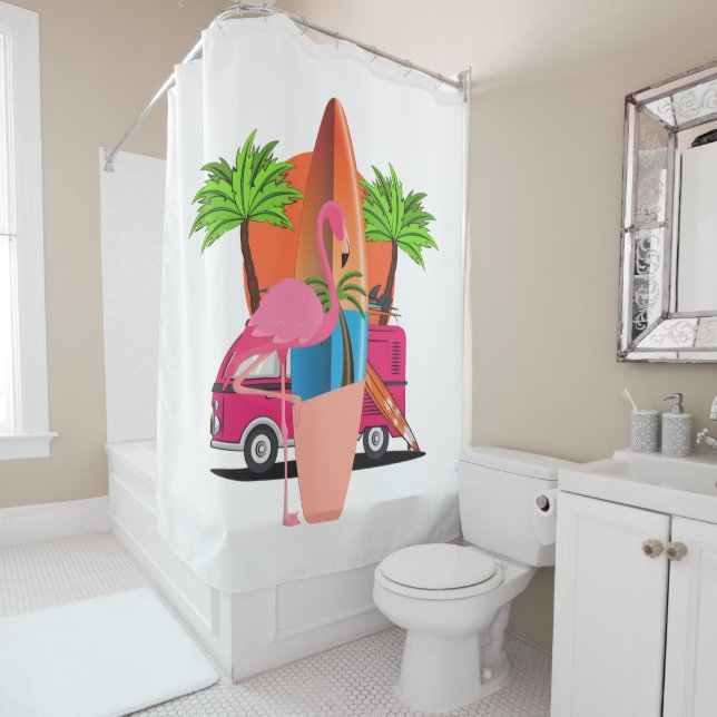 Beachy Retro Surf Theme with Flamingo (In Situ)