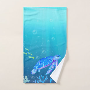 Beachy Sea Turtle Design Hand Towel