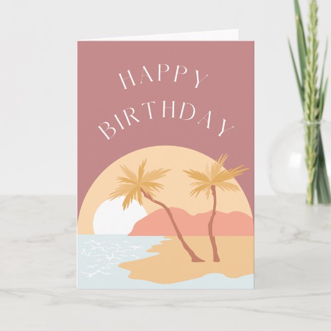 Beachy sunset birthday card  (Front)