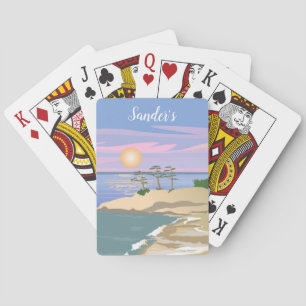 Beachy Sunset Personalized Classic Playing Cards
