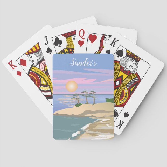 Beachy Sunset Personalized Classic Playing Cards (Back)