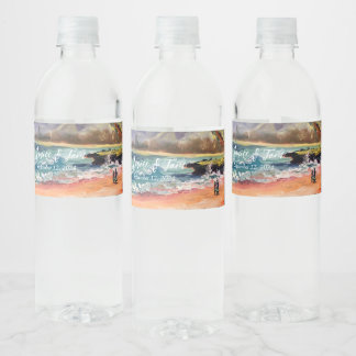 Beachy Wedding Water Bottle Gift Label