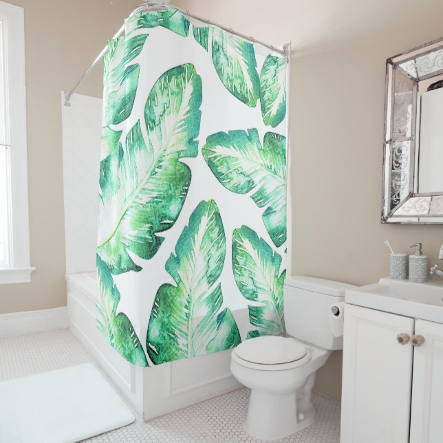 Beachy White & Green Tropical Palm Leaves Chic (In Situ)