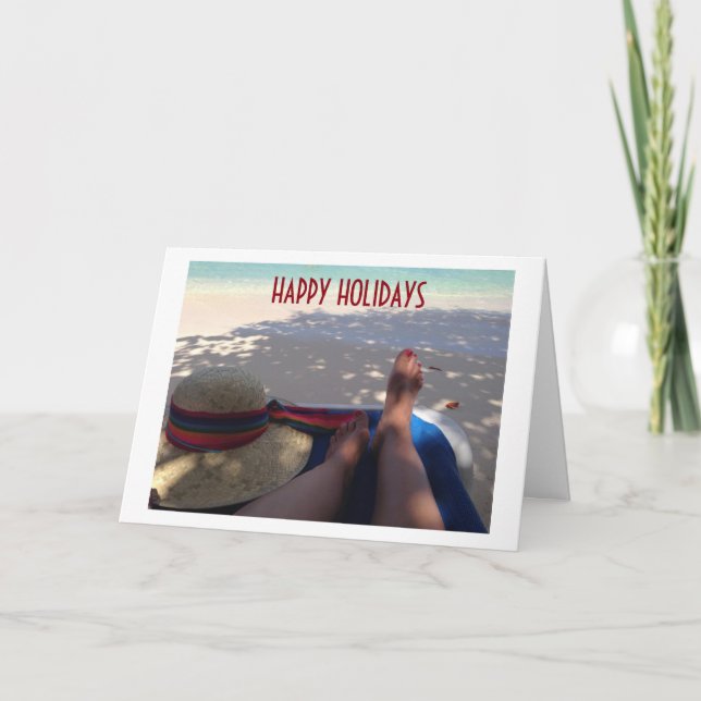 BEACHY WISHES FOR A HAPPY, WARM, MERRY HOLIDAY CARD (Front)