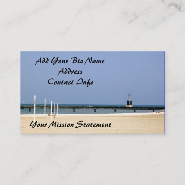 Beacon Light on Lake Michigan Shores Business Card (Front)