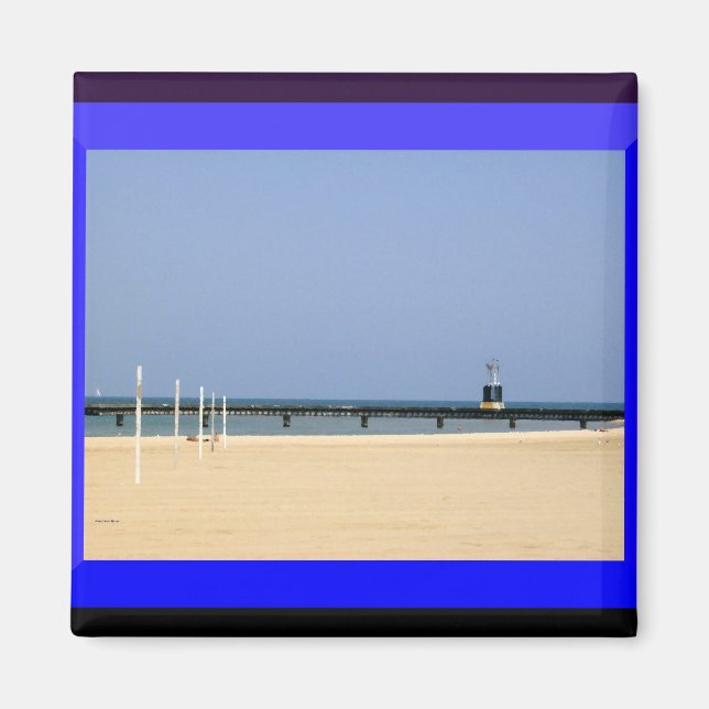 Beacon Light on Lake Michigan Shores Magnet (Front)