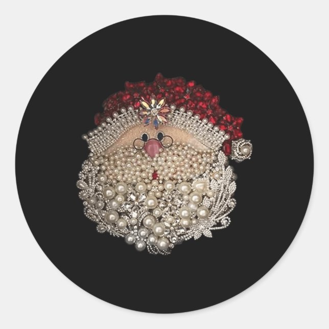 Bead Christmas Santa Star-gemstone-white-xmas  Classic Round Sticker (Front)