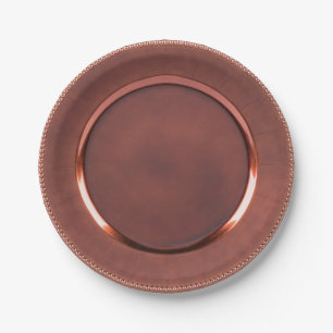 Beaded-edge faux copper/rose gold design paper plate