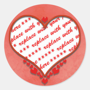 Beaded Heart Photo Frame Classic Round Sticker