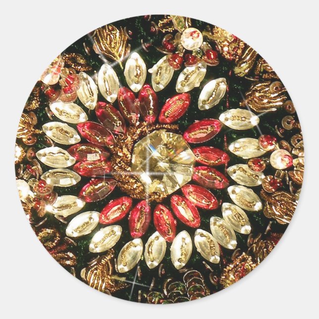 Beaded Indian Saree Photo Classic Round Sticker (Front)