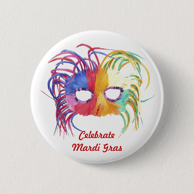 Beaded Mask - 2 Inch Round Button (Front)