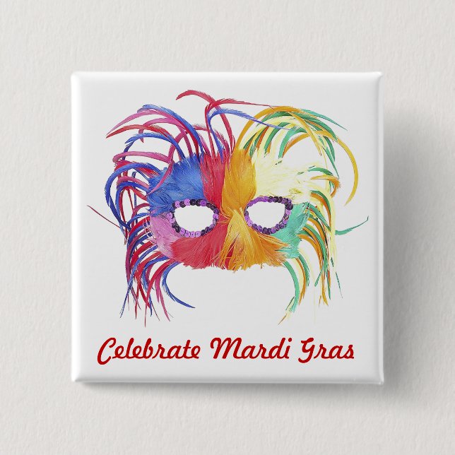 Beaded Mask - 2 Inch Square Button (Front)