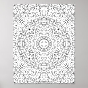 Beaded Star Geometry Coloring Page Pattern Design Poster