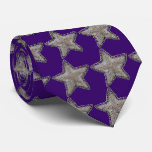 Beaded Star Print on Purple Necktie