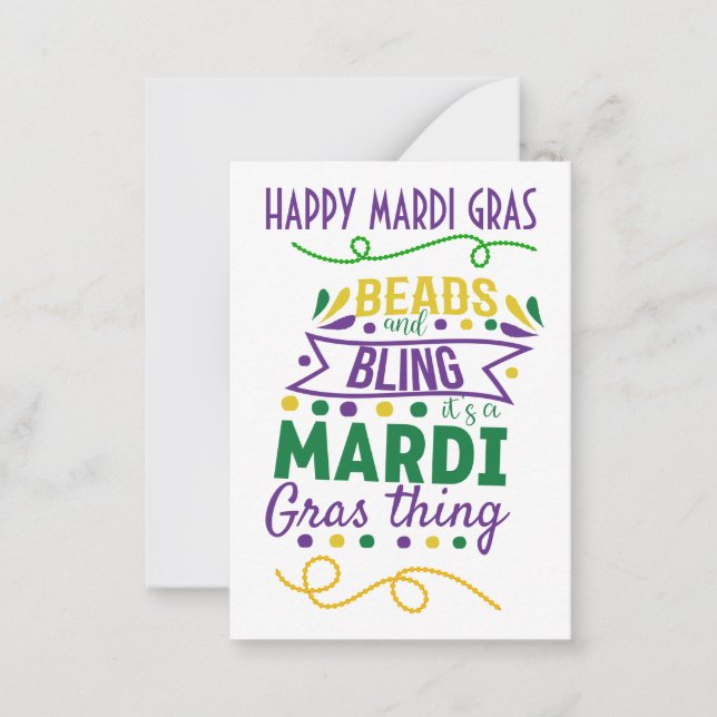 Beads And Bling It's A Mardi Gras Thing Card (Front)
