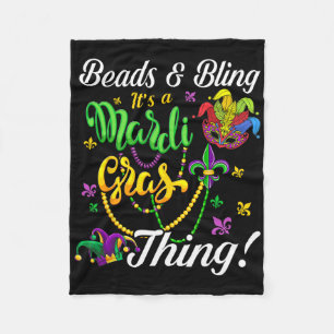 Beads And Bling It's A Mardi Gras Thing Carnival M Fleece Blanket