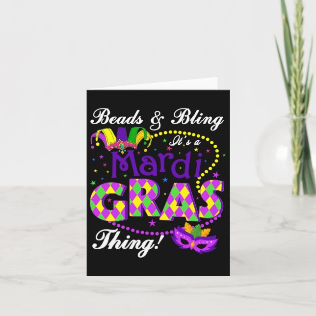 Beads And Bling It's A Mardi Gras Thing Holiday Sa Card (Front)