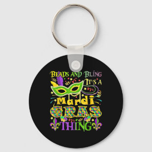 Beads And Bling It's A Mardi Gras Thing Keychain