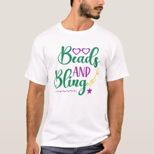 Beads And Bling Mardi Gras Party Festive T-Shirt