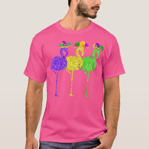 Beads And Blings Vintage Flamingo Mardi Gras  T-Shirt