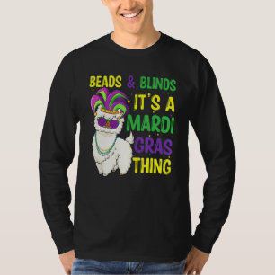 Beads And Mask Mardi Gras Llama Alpaca For Men Wom T-Shirt
