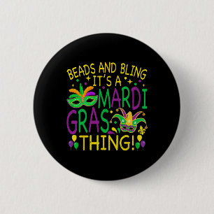 Beads Bling Mardi Gras Thing Carnival Party Men Wo 2 Inch Round Button
