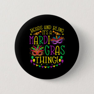 Beads Bling Mardi Gras Thing Carnival Party Men Wo 2 Inch Round Button