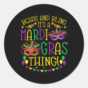 Beads Bling Mardi Gras Thing Carnival Party Men Wo Classic Round Sticker