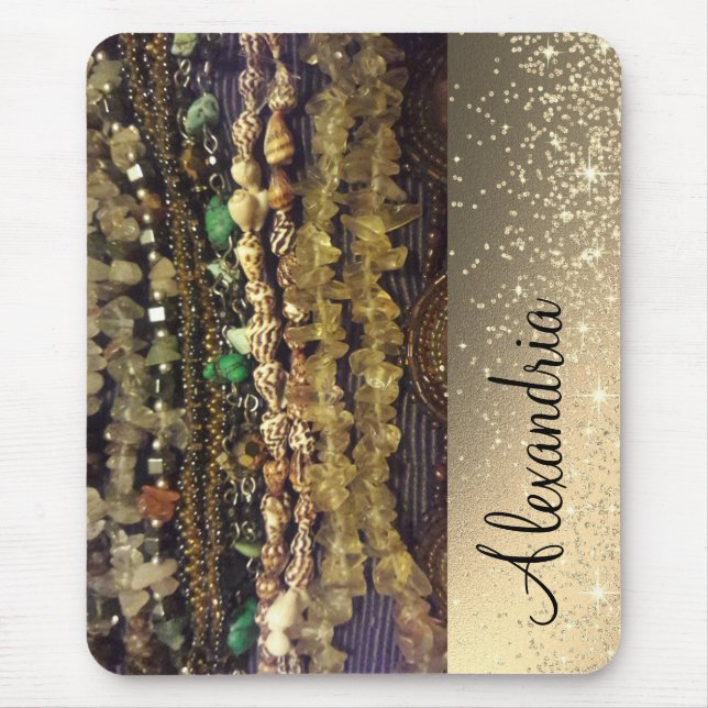 Beads Crystals and Shells  Personalized  Mouse Pad (Front)
