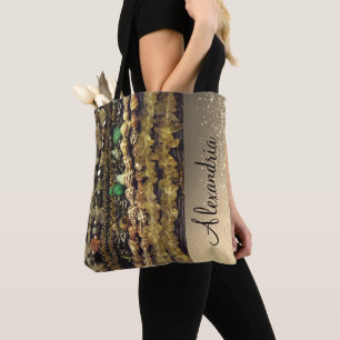 Beads Crystals and Shells Personalized Tote Bag